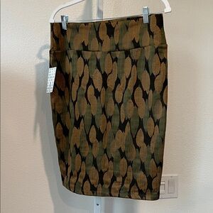 LuLaRoe Green and Brown Patterned Pencil Skirt